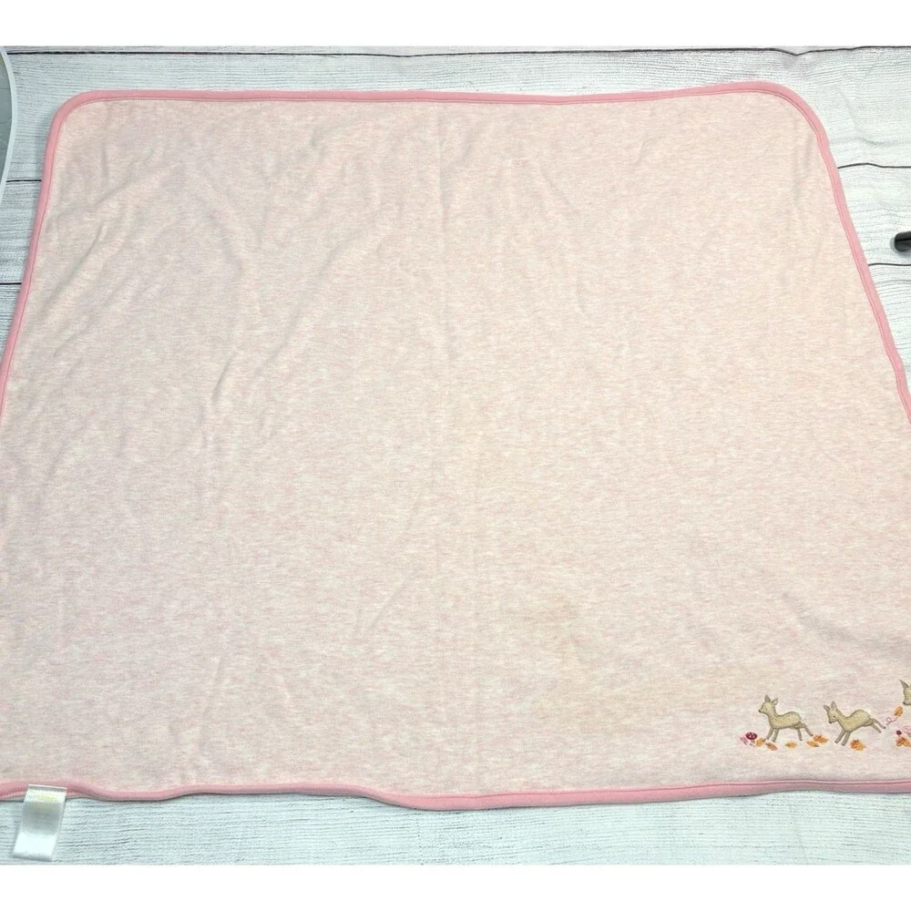 Vintage 2007 Baby Girl Gymboree Autumn Forest Blanket Pink Deer Woodland Gnome